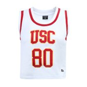 USC Trojans Women's Hype and Vice White Cropped Basketball Jersey